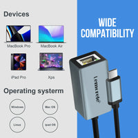 Lemorele TC48 USB Ethernet Adapter USB 3.0 Network Card for Macbook USB C to RJ45 Ethernet Adapter for PC Laptop Network Card
