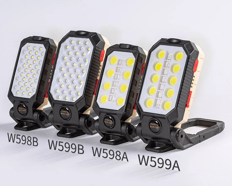 Multi-function Work Light Floodlight Glare Flashlight Built-in Battery Magnetic Suction Power Display Car Repair Emergency Lamps