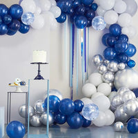 Navy Blue Balloons Garland White Sliver Confetti Latex Ballon Arch Kit Wedding Anniversary Birthday Party Baby Shower Decoration