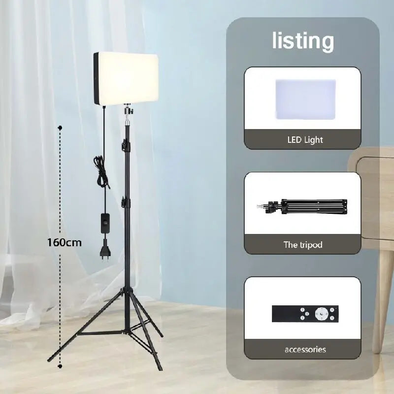 LED Fill Lamp Video Light Panel Bi-color 2700k-5700k Photography Lighting Live Stream Photo Studio Light With Stand EU Plug