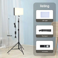 LED Fill Lamp Video Light Panel Bi-color 2700k-5700k Photography Lighting Live Stream Photo Studio Light With Stand EU Plug