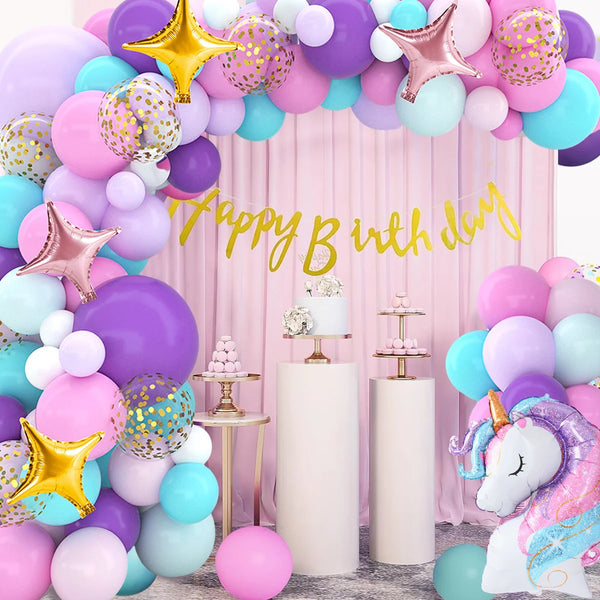 Rainbow Unicorn Balloons Garland Arch Kit Unicorn Birthday Party Decor Kids Wedding Birthday Supplies Baby Shower Latex Balloons