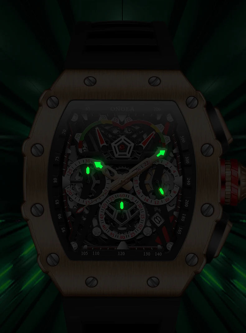 Luxury Brand Tonneau Watch for Men Classic Stainless Steel Chronograph Quartz Watches Fashion Sport Waterproof Reloj Hombre Gift