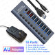 MZX 10/7/4 Port Aluminum USB 3.0 Hub A 3 0 Multi Splitter Concentrator Multiple Extension Hub Switch Power Adapter for PC Laptop