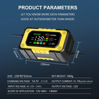 NEW FOXSUR Universal Repair Car Battery Charger 12V 7A Intelligent Repair Motorcycle Charger for lead Acid LiFePO4 Battery