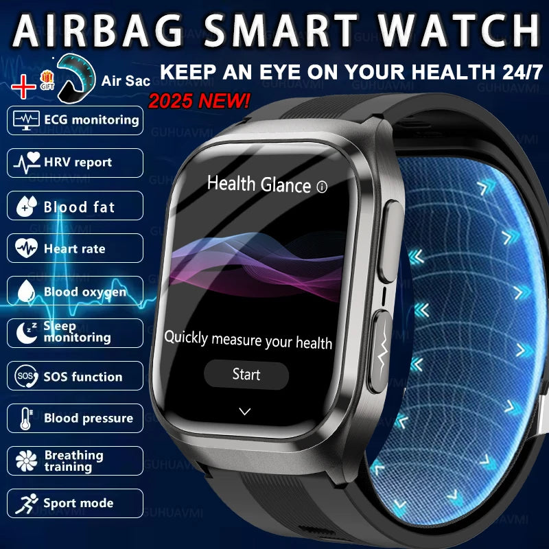 New Nursing Grade Air Pump Airbag Accurate Measure ECG Uric acid Smart Watches Men Blood Pressure Fitness Sport Smart Watch Man
