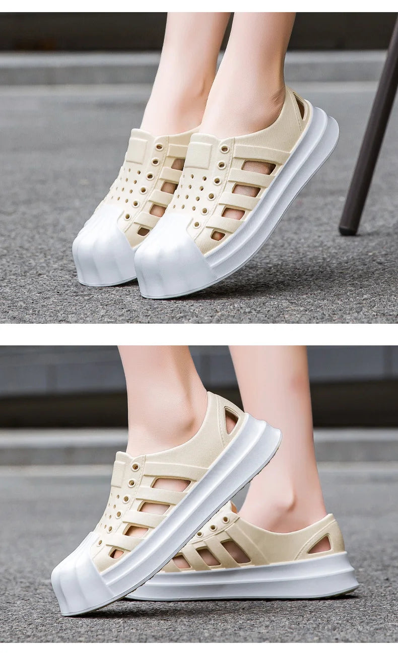 Men sandals outdoors Hole sandals for men Breathable Thick Bottom Unisex Soft EVA Non-slip Women sandals summer 2024 Beach Shoes
