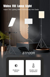 Photo Studio LED 2700k-5700k Video Fill Lamp Light Panel Photography Lighting With Tripod Stand Long Arm EU Plug For Live Stream