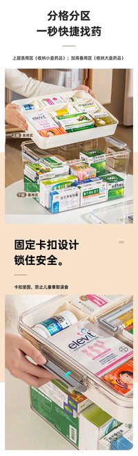 Multi-Layer Home Medicine Box Large Capacity Medical Storage Case Transparent Design for First Aid and Medication Organization