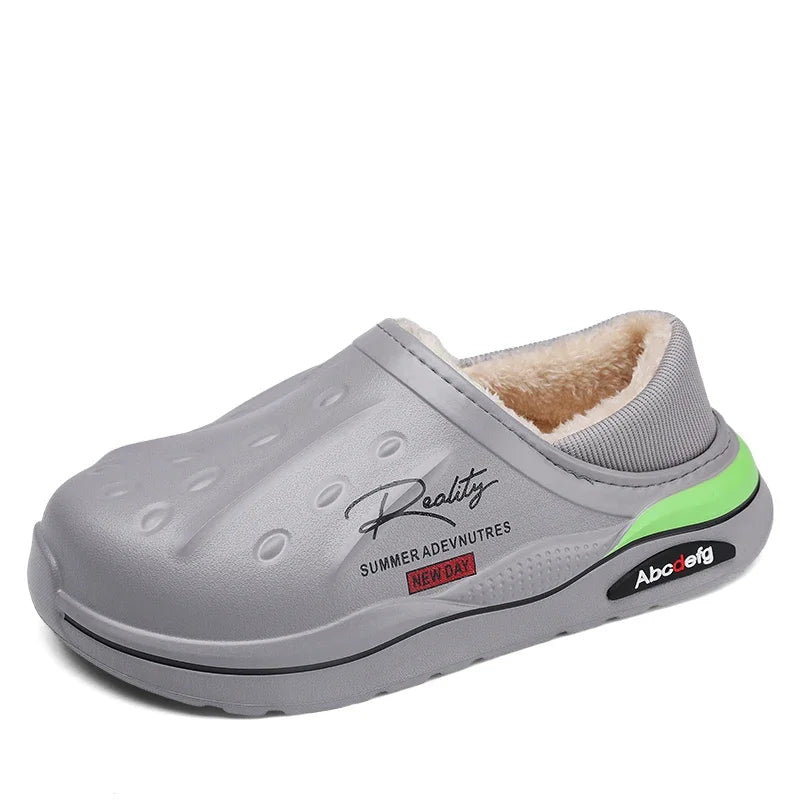 New Winter Warm Slippers Mens Womens Waterproof Slippers on Shoes Fur Lined Home Shoes Anti-Slip Outdoor Walking Shoes