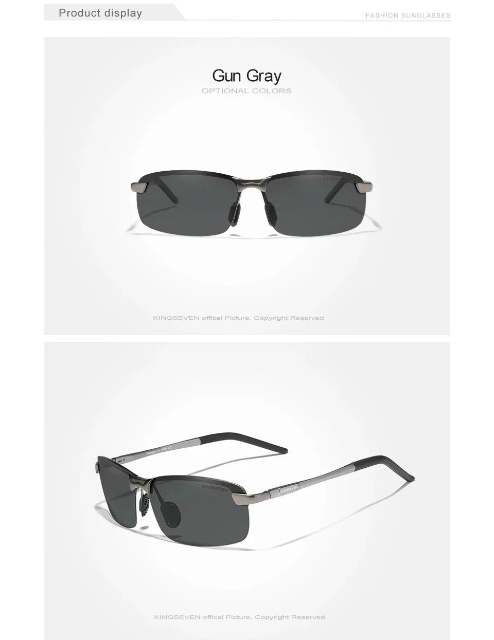 KINGSEVEN Fashion Half Frame Sunglasses Men's Outdoor Polarized UV400 Driving Glasses High Quality Fishing Driving Eyewear