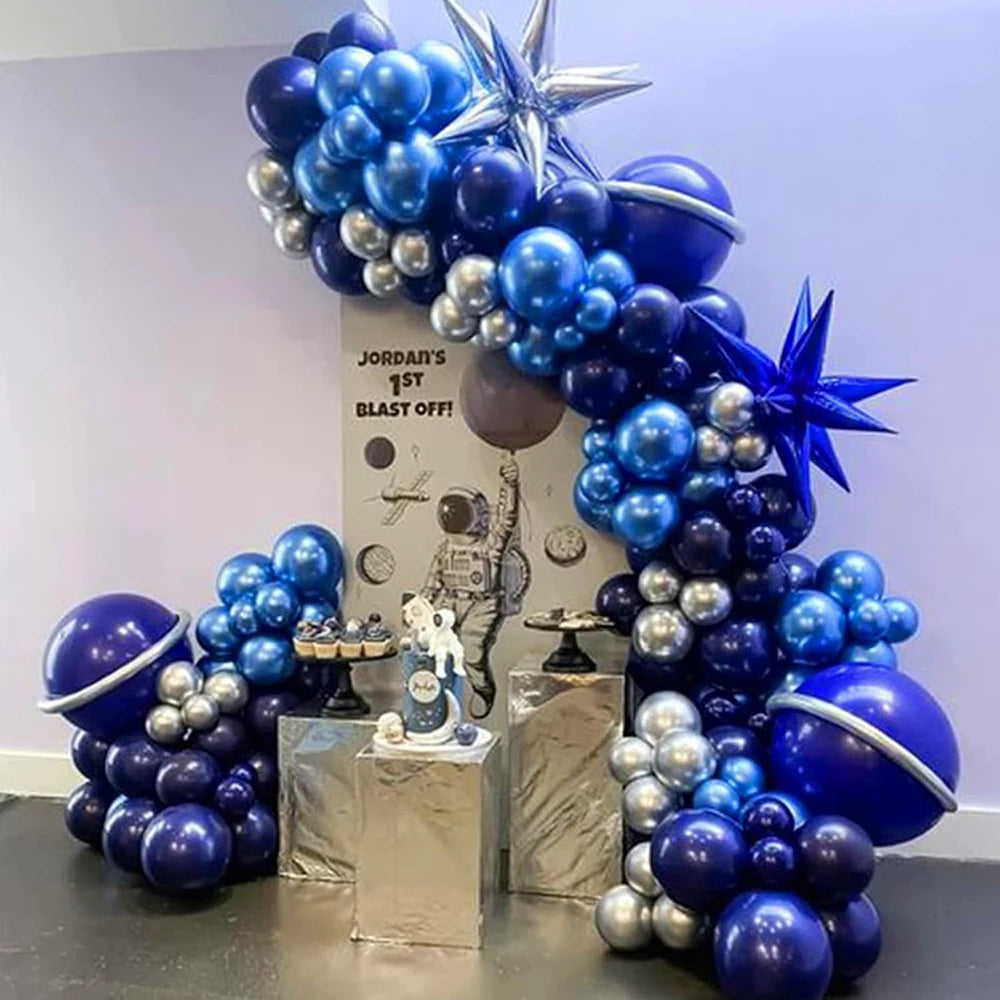 Metallic Blue Balloons Arch Garland Kit Baby Shower Decor Chrome Confetti Ballon Boy Birthday Party Decoration Graduation Globos