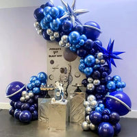 Metallic Blue Balloons Arch Garland Kit Baby Shower Decor Chrome Confetti Ballon Boy Birthday Party Decoration Graduation Globos
