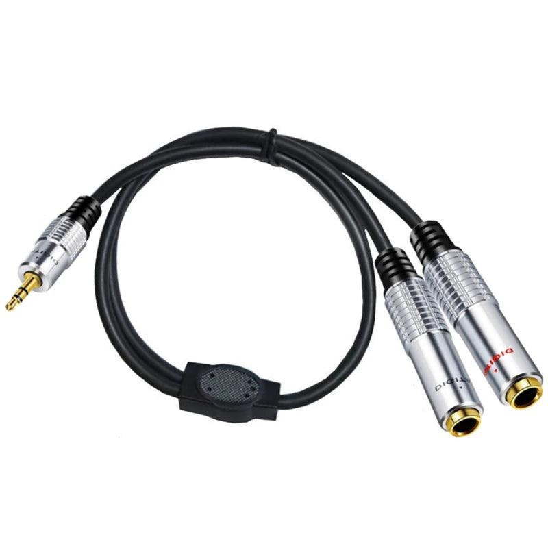 Metal shell Stereo TRS 3.5mm Male Double 6.35mm Female Audio Adapter Cable