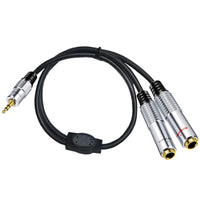 Metal shell Stereo TRS 3.5mm Male Double 6.35mm Female Audio Adapter Cable