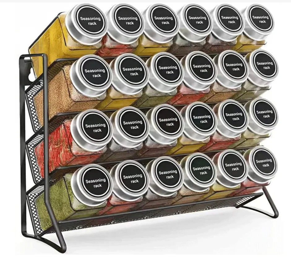 Kitchen Spice Rack 4 Tier Spice Organizer Carbon Steel Wall Shelf without Spice Jars for Cabinet Kitchen Pantry Organizer Shelf