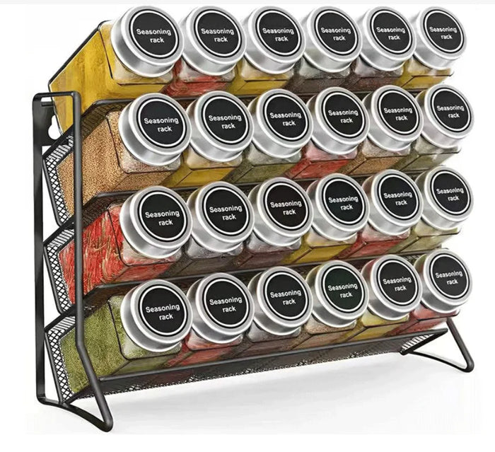 Kitchen Spice Rack 4 Tier Spice Organizer Carbon Steel Wall Shelf without Spice Jars for Cabinet Kitchen Pantry Organizer Shelf