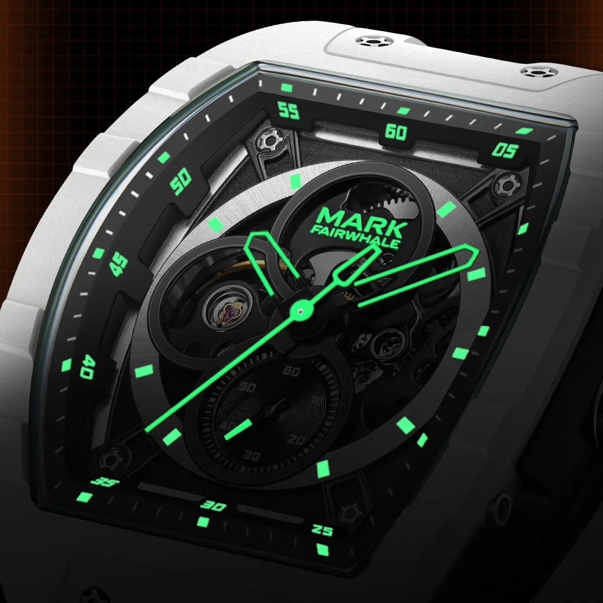 Mark Fairwhale 6003 Automatic Movement Mens Watch New Tonneau Light Case Luminous Waterproof Mechanical Watches for Men Gift BOX