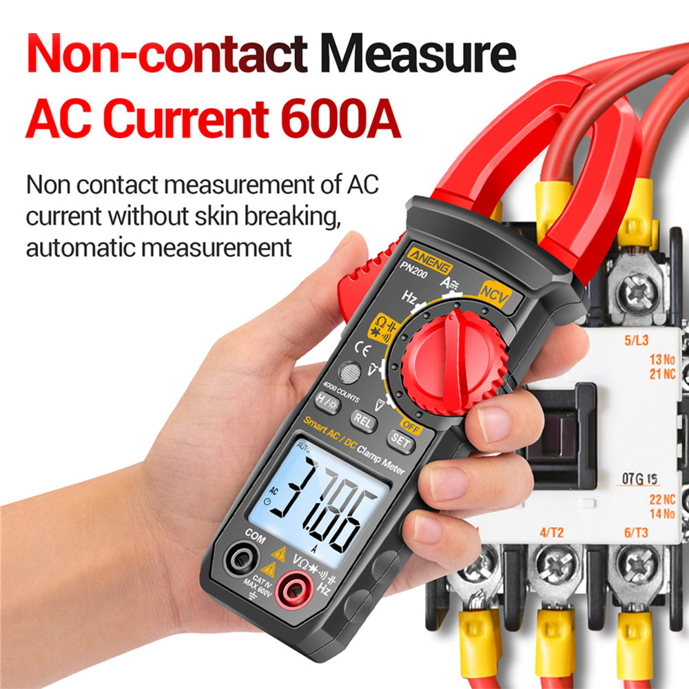 PN200 AC DC 0-600A Multimeter 4000 Counting Electrician Multi-FunctionDigital Clamp Meter Capacitance Resistance Current Tester