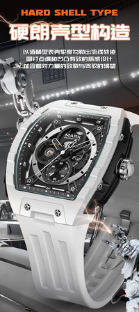 Mark Fairwhale 6003 Automatic Movement Mens Watch New Tonneau Light Case Luminous Waterproof Mechanical Watches for Men Gift BOX