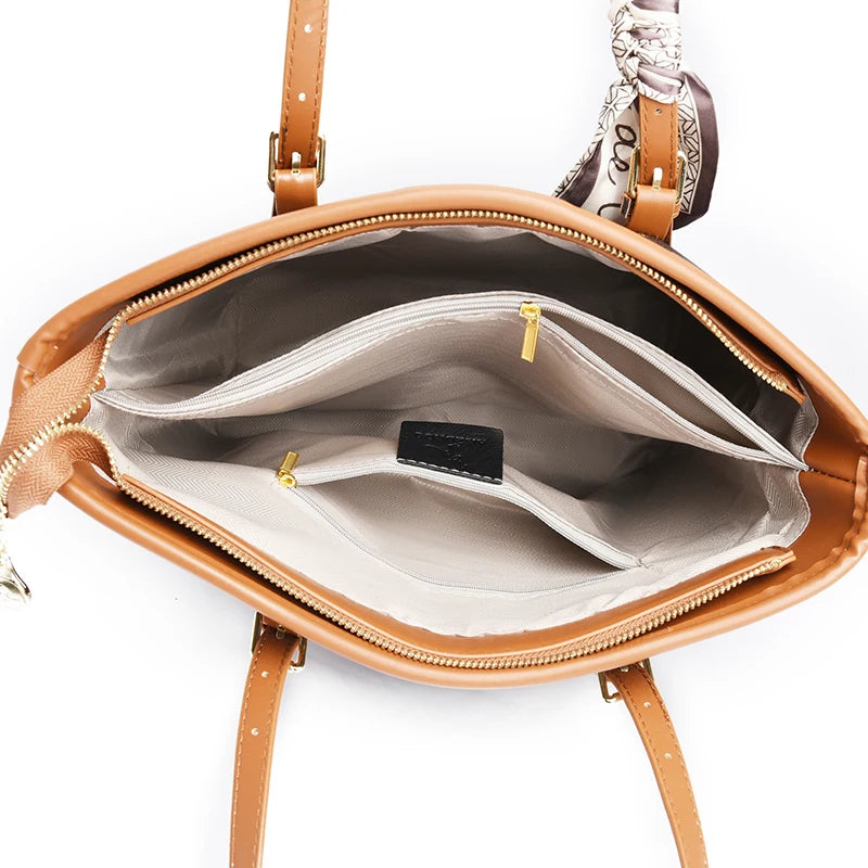 Women's Quality Soft Leather Shoulder Bag Luxury Print Designer Handbag Ladies Casual Tote Bag Messenger Commuting Sac A Main