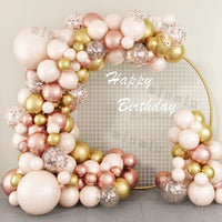 Macaron Pink Balloon Garland Arch Kit Kids Happy Birthday Metal Rose Gold Confetti Balloons Wedding Party Baby Shower Decoration