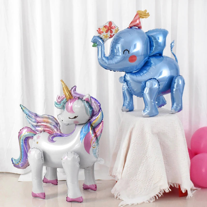 Rainbow Unicorn Standing Foil Balloons Kids Girls Unicorn Birthday Party Decoration Favors Baby Shower Supplies Animal Balloon