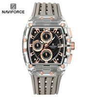 NAVIFORCE Fashion Men Watch Quartz Chronograph  Clock 3ATM Waterproof Silicone Band Sports Casual Date Display Male Wristwatches