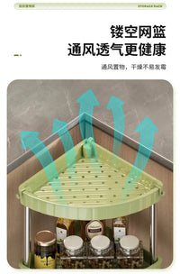 Kitchen Spice Rack Shelf Countertop Corner Multifunctional Seasoning Supplies Rack Saving Spice Rack Organizer with Hooks