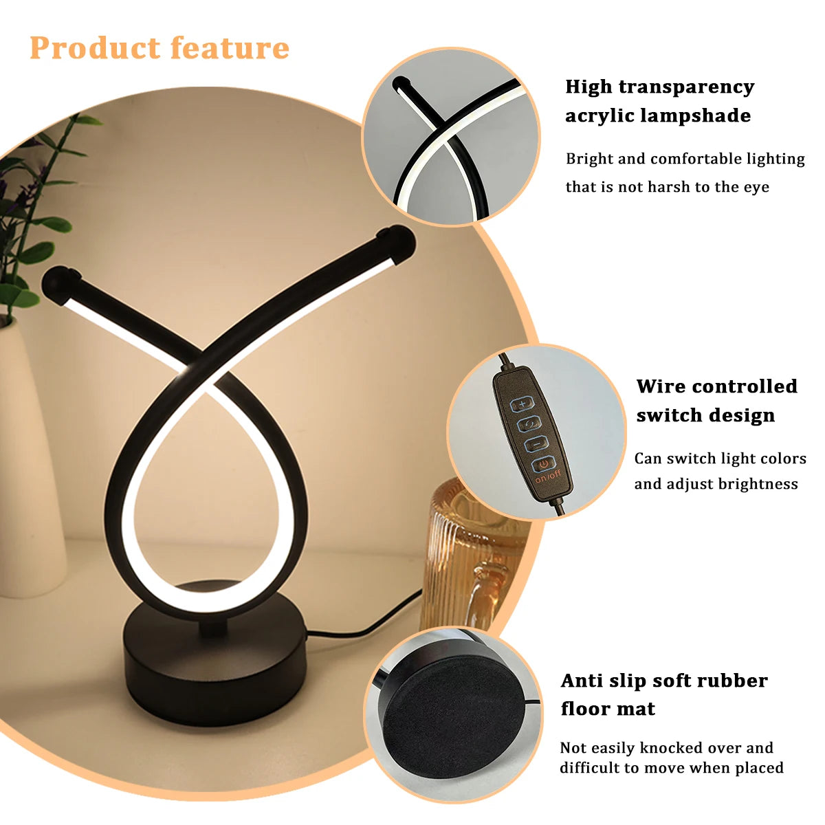 Creative LED line desk lamp for home lighting, decoration, night light