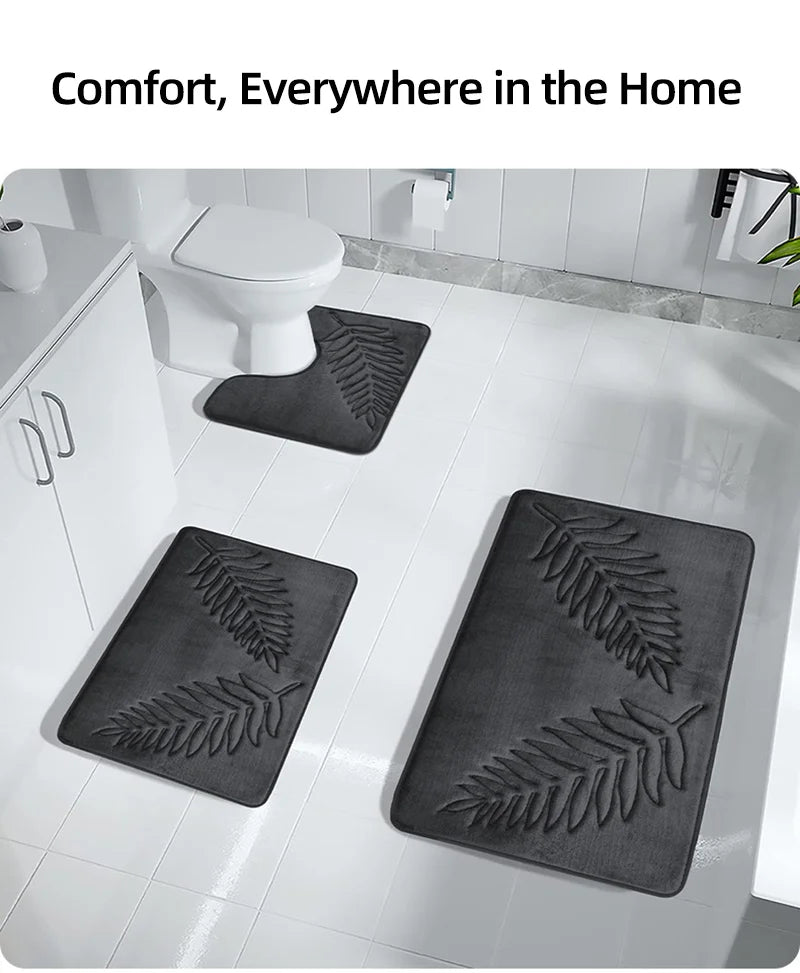 Memory Foam Bath Mat Toilet Mat Extra Soft Non-Slip Bathroom Mat Super Comfort Bath Mats for Bathroom Floor Bath Rug Foot Mat