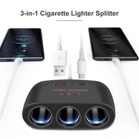 PD QC3.0 Dual USB Socket 120W Car Cigarette Lighter Splitter 12V 24V Fast Charger Plug Phone Power Adapter for Car DVR Dashcam