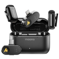 MAONO T1mini Wireless Lapel Microphone for Phone-Noise Cancellation Auto Clipping Function App Setting Audio Video Recording Mic