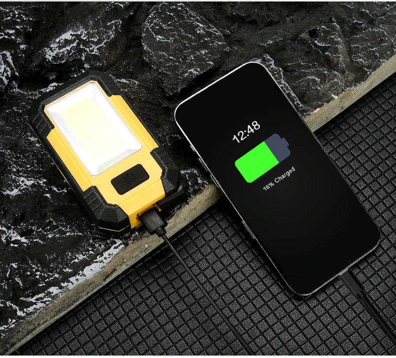 Portable Working Light COB High Bright Flashlight 3Lighting Modes Outdoor Waterproof Camping Fishing Multifunctional Tool Torch