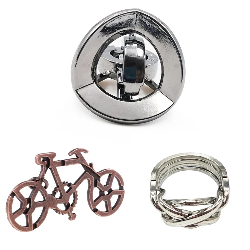 Metal Puzzle Brain Teaser 3PCS Set Casse Tete Difficile Rompecabezas IQ Test Mind Games Toys For Kids Adults Juegos De Ingenio