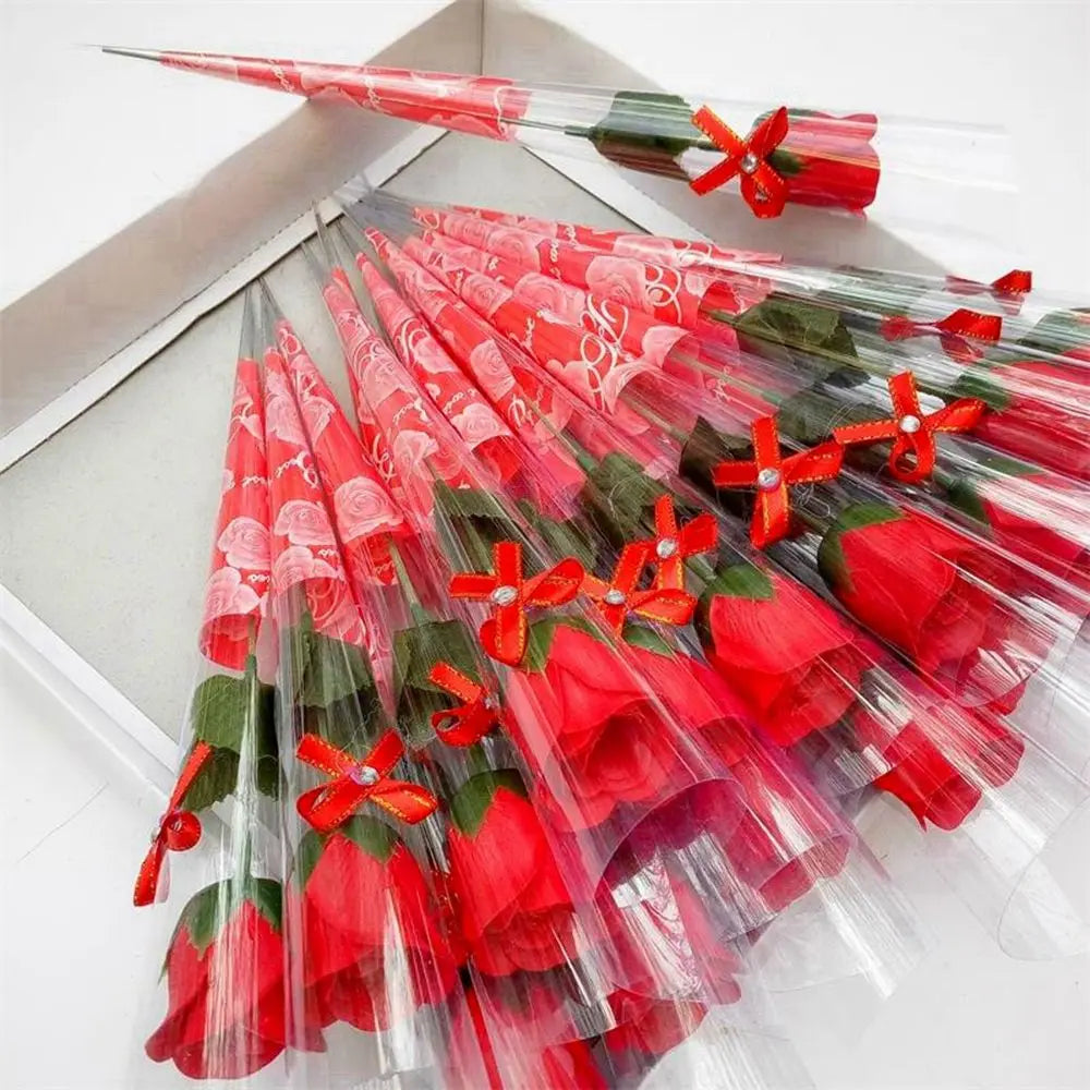 New Artificial Flower 10 Pcs Single Stem Artificial Rose Soap Made Flowers Decoration Valentine Gift