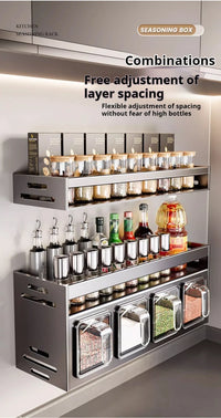 Kitchen Condimenters Spice Rack Wall-Mounted Seasoning Rack Kitchen Wall Shelf Multifunctional Storage Rack for Kitchen