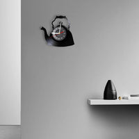 Modern Kitchen Artwork Teapot Wall Clock Tea Room Wall Decor Teapot Retro Vinyl Record Wall Clock Kitchen Decorative Wall Watch