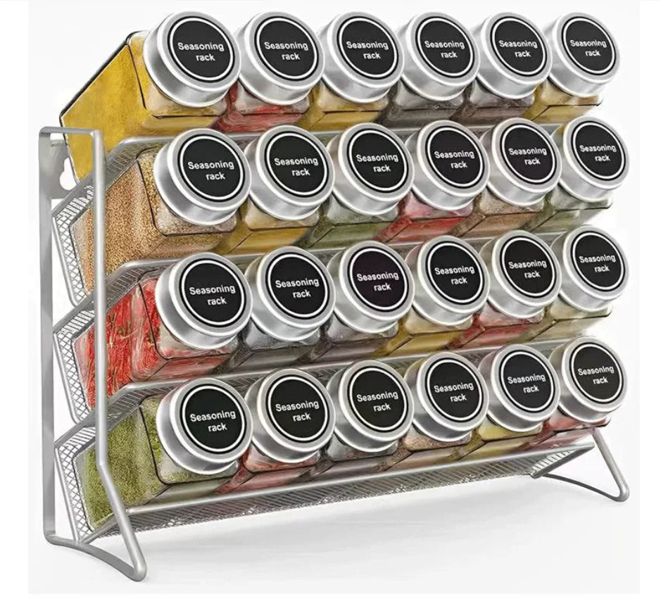 Kitchen Spice Rack 4 Tier Spice Organizer Carbon Steel Wall Shelf without Spice Jars for Cabinet Kitchen Pantry Organizer Shelf