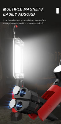 Led Work Light COB Floodlight 8000LM Rechargeable Lamp Use 2*18650 Battery Led Portable Magnetic Light Hook Clip Waterproof