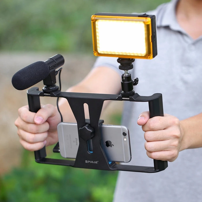 PULUZ Smartphone Vlogging Kit Video Recording Equipment with Tripod Fill Light Shutter for Camera Phone Youtube Set Vlogger KIT