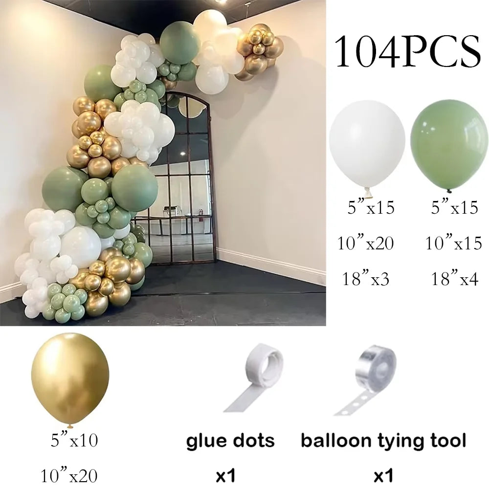 White Sand Balloons Garland Sage Green Gold Balloon Arch Kit Birthday Party Baby Shower Wedding Bride Shower Decoration Globos