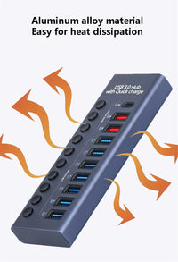 MZX 10 7 4 Port USB Hub 3.0 Aluminum A 3 0 Multi-hub Splitter Concentrator Dock Multiple Extensor Switch Adapter Docking Station