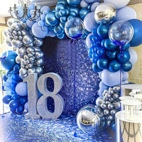 Metallic Blue Balloons Arch Garland Kit Baby Shower Decor Chrome Confetti Ballon Boy Birthday Party Decoration Graduation Globos