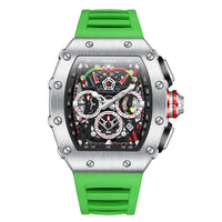 Luxury Brand Tonneau Watch for Men Classic Stainless Steel Chronograph Quartz Watches Fashion Sport Waterproof Reloj Hombre Gift