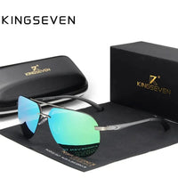 KINGSEVEN Fashion Pilot Rimless Sunglasses Men  Aluminum Polarized Large Frame Glasses Women Casual Driving Outdoor Eyewear