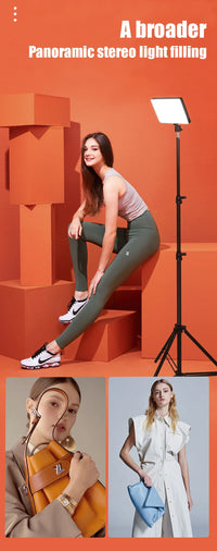 Photo Studio LED 2700k-5700k Video Fill Lamp Light Panel Photography Lighting With Tripod Stand Long Arm EU Plug For Live Stream