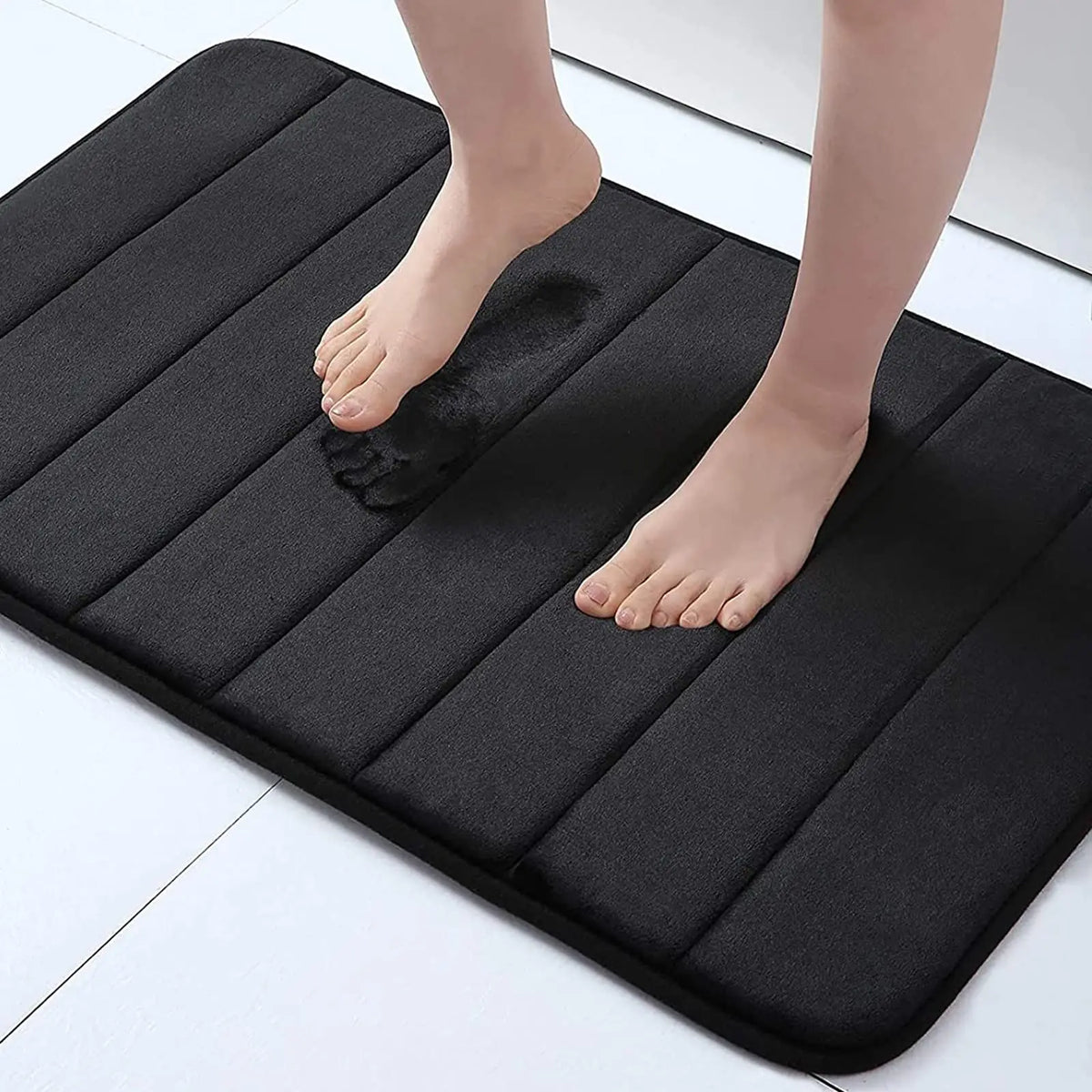Memory Sponge Stripe Bathroom Non slip, Water Absorbent, Machine Washable Floor Mat
