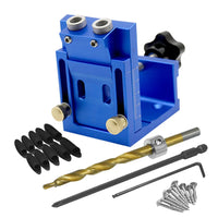 Pocket Hole Jig,Two Hole Wood Jig System Kit with Drill Guide and Step Drill Bit and Wooden Plugs and Screws for Joinery Work