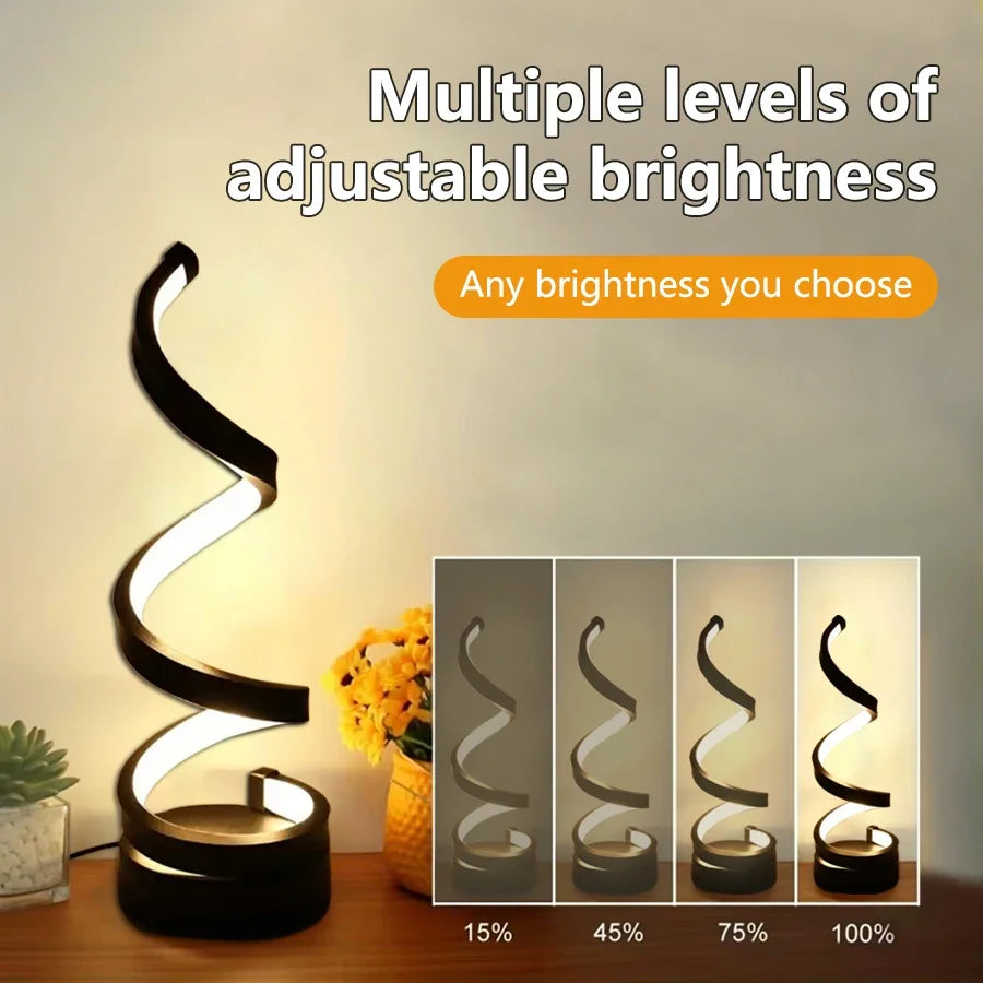 Table Lamps for Living Room, Modern Spiral Dimmable LED Table Lamp